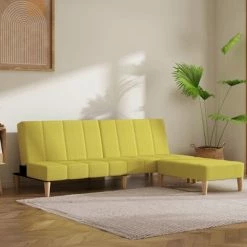 VidaXL Canapé-lit à 2 places avec tabouret Vert Tissu 7 VidaXL Canapé-lit à 2 places avec tabouret Vert Tissu -Canapés Soldes 2022 image 1 3081768