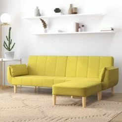 VidaXL Canapé-lit 2 places et tabouret deux oreillers Vert Tissu 7 VidaXL Canapé-lit 2 places et tabouret deux oreillers Vert Tissu -Canapés Soldes 2022 image 1 3081780