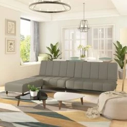 VidaXL Canapé-lit 2 places avec tabouret Gris clair Velours 7 VidaXL Canapé-lit 2 places avec tabouret Gris clair Velours -Canapés Soldes 2022 image 1 3081786