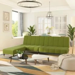 VidaXL Canapé-lit 2 places avec tabouret Vert clair Velours 7 VidaXL Canapé-lit 2 places avec tabouret Vert clair Velours -Canapés Soldes 2022 image 1 3081789