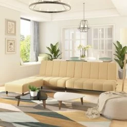 VidaXL Canapé-lit 2 places avec tabouret Crème Velours -Canapés Soldes 2022 image 1 3081795