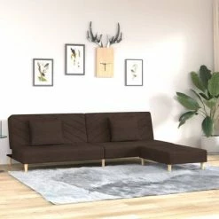 VidaXL Canapé-lit 2 places deux oreillers et repose-pied Marron foncé 7 VidaXL Canapé-lit 2 places deux oreillers et repose-pied Marron foncé -Canapés Soldes 2022 image 1 3081812