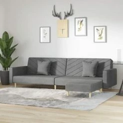 VidaXL Canapé-lit 2 places deux oreillers et repose-pied Gris foncé 7 VidaXL Canapé-lit 2 places deux oreillers et repose-pied Gris foncé -Canapés Soldes 2022 image 1 3081820