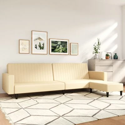 VidaXL Canapé-lit à 2 places avec repose-pied Crème Similicuir 2 VidaXL Canapé-lit à 2 places avec repose-pied Crème Similicuir – Image 2