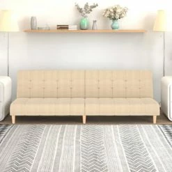 VidaXL Canapé-lit à 2 places Crème Tissu 7 VidaXL Canapé-lit à 2 places Crème Tissu -Canapés Soldes 2022 image 1 337346