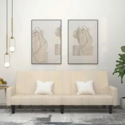 VidaXL Canapé-lit à 2 places Crème Velours -Canapés Soldes 2022 image 1 337388