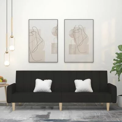 VidaXL Canapé-lit à 2 places Noir Tissu 2 VidaXL Canapé-lit à 2 places Noir Tissu – Image 2