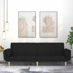 VidaXL Canapé-lit à 2 places avec deux oreillers Noir Tissu 7 VidaXL Canapé-lit à 2 places avec deux oreillers Noir Tissu -Canapés Soldes 2022 image 1 337560