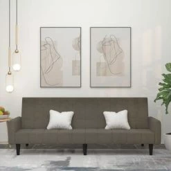 VidaXL Canapé-lit à 2 places Gris foncé Tissu microfibre 7 VidaXL Canapé-lit à 2 places Gris foncé Tissu microfibre -Canapés Soldes 2022 image 1 340668