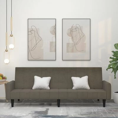 VidaXL Canapé-lit à 2 places Gris foncé Tissu microfibre 2 VidaXL Canapé-lit à 2 places Gris foncé Tissu microfibre – Image 2