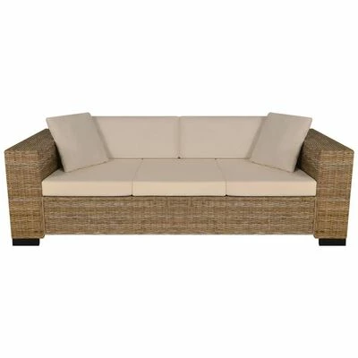 VidaXL Ensemble de canapé à 3 places 8 pièces Rotin véritable 2 VidaXL Ensemble de canapé à 3 places 8 pièces Rotin véritable – Image 2