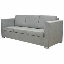 VidaXL Canapé à 3 places Tissu Gris clair