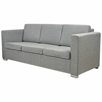 VidaXL Canapé à 3 places Tissu Gris clair 1 VidaXL Canapé à 3 places Tissu Gris clair