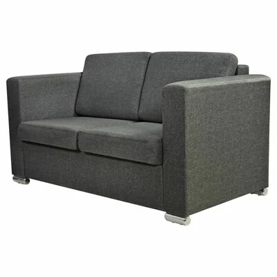 VidaXL Canapé à 2 places Tissu Gris foncé 1 VidaXL Canapé à 2 places Tissu Gris foncé