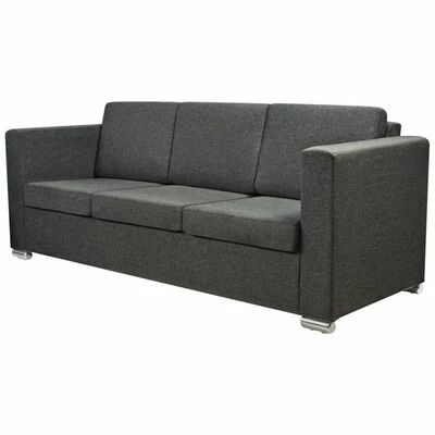 VidaXL Canapé à 3 places Tissu Gris foncé 1 VidaXL Canapé à 3 places Tissu Gris foncé