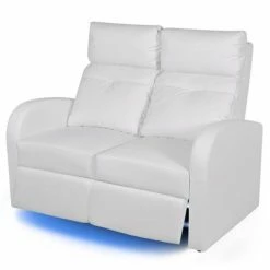 VidaXL Fauteuil inclinable à LED 2 places Cuir artificiel Blanc -Canapés Soldes 2022 image 2 243596