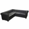 VidaXL Canapé d'angle Chesterfield 5 places Cuir synthétique Noir