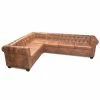 VidaXL Canapé d'angle Chesterfield 6 Places Cuir artificiel Marron