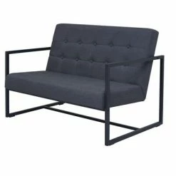 VidaXL Sofa à 2 places avec accoudoirs Acier et tissu Gris foncé 7 VidaXL Sofa à 2 places avec accoudoirs Acier et tissu Gris foncé -Canapés Soldes 2022 image 2 245525