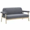 VidaXL Canapé à 3 places Tissu Gris foncé