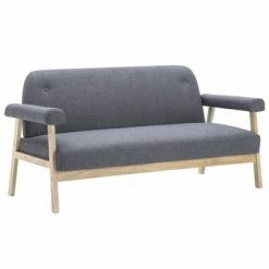 VidaXL Canapé à 3 places Tissu Gris foncé