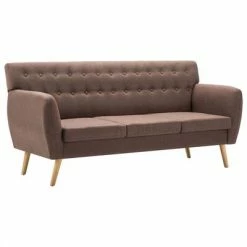 VidaXL Canapé à 3 places Revêtement en tissu 172x70x82 cm Marron