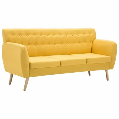 VidaXL Canapé à 3 places Revêtement en tissu 172x70x82 cm Jaune 1 VidaXL Canapé à 3 places Revêtement en tissu 172x70x82 cm Jaune