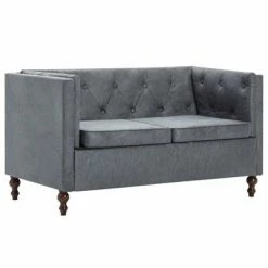 VidaXL Canapé Chesterfield à 2 places Revêtement en tissu Gris