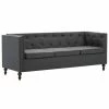 VidaXL Canapé Chesterfield à 3 places Revêtement en tissu Gris foncé