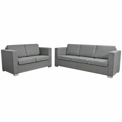 VidaXL Ensemble de canapés deux pièces Tissu Gris clair 1 VidaXL Ensemble de canapés deux pièces Tissu Gris clair