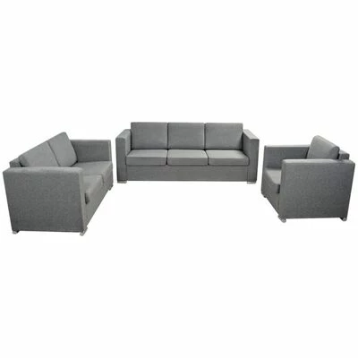 VidaXL Ensemble de canapés trois pièces Tissu Gris clair 1 VidaXL Ensemble de canapés trois pièces Tissu Gris clair