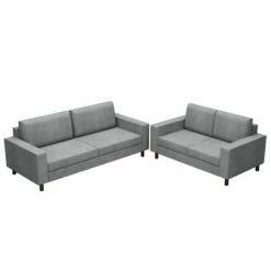 VidaXL Ensemble de canapé 2 pcs 5 places Tissu Gris clair