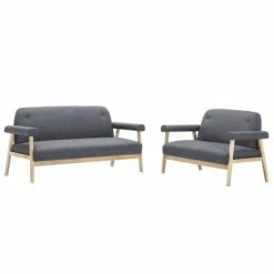 VidaXL Ensemble de canapé pour 5 personnes 2 pcs Tissu Gris foncé
