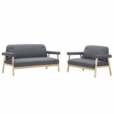 VidaXL Ensemble de canapé pour 5 personnes 2 pcs Tissu Gris foncé 1 VidaXL Ensemble de canapé pour 5 personnes 2 pcs Tissu Gris foncé