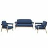 VidaXL Jeu de canapé pour 6 personnes 3 pcs Tissu Bleu