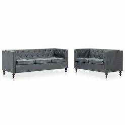 VidaXL Ensemble de canapés 2 pcs Revêtement en tissu Gris