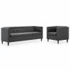 VidaXL Ensemble de canapés 2 pcs Revêtement en tissu Gris foncé