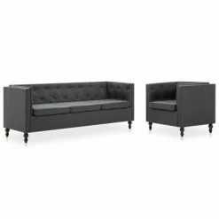 VidaXL Ensemble de canapés 2 pcs Revêtement en tissu Gris foncé