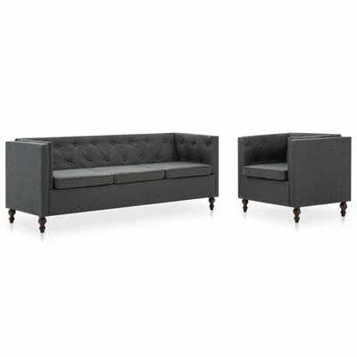 VidaXL Ensemble de canapés 2 pcs Revêtement en tissu Gris foncé 1 VidaXL Ensemble de canapés 2 pcs Revêtement en tissu Gris foncé