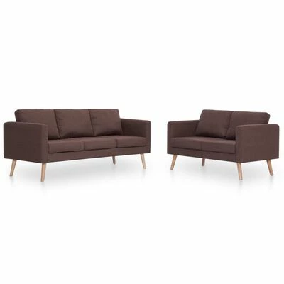 VidaXL Ensemble de canapé 2 pcs Tissu Marron 1 VidaXL Ensemble de canapé 2 pcs Tissu Marron