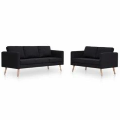 VidaXL Ensemble de canapé 2 pcs Tissu Noir