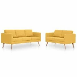 VidaXL Ensemble de canapé 2 pcs Tissu Jaune