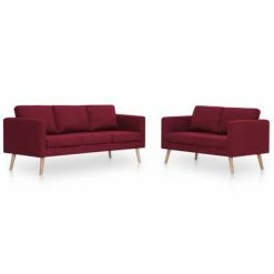 VidaXL Ensemble de canapé 2 pcs Tissu Rouge bordeaux