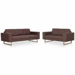 VidaXL Ensemble de canapé 2 pcs Tissu Marron