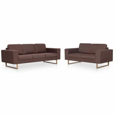 VidaXL Ensemble de canapé 2 pcs Tissu Marron 1 VidaXL Ensemble de canapé 2 pcs Tissu Marron