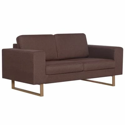 VidaXL Canapé à 2 places Tissu Marron 1 VidaXL Canapé à 2 places Tissu Marron