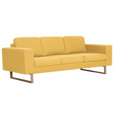 VidaXL Canapé à 3 places Tissu Jaune 1 VidaXL Canapé à 3 places Tissu Jaune