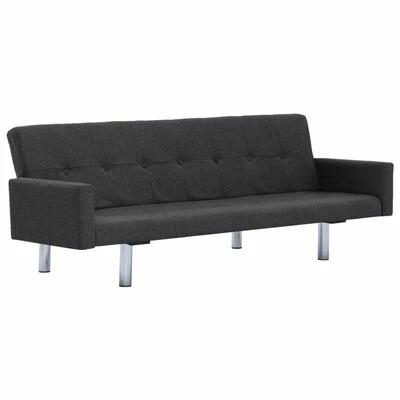 VidaXL Canapé-lit avec accoudoir Gris foncé Polyester 1 VidaXL Canapé-lit avec accoudoir Gris foncé Polyester