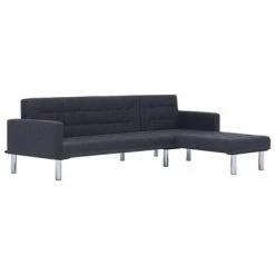 VidaXL Canapé-lit en forme de L Gris foncé Polyester