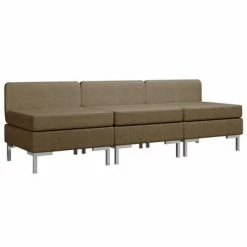 VidaXL Canapés centraux sectionnels 3 pcs et coussins Tissu Marron